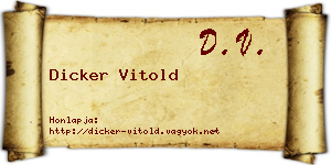 Dicker Vitold névjegykártya